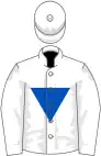 White, royal blue inverted triangle