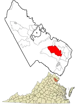 Location in Prince William County and the state of Virginia.