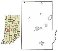 Location of Russellville in Putnam County, Indiana.