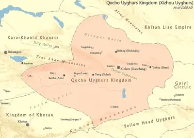 Territory of Qocho c. 1000.