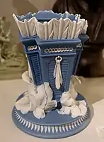 Quiver vase, modelling attributed to William Hackwood, 1785–1790, solid pale blue jasper, dark blue dip.