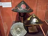 Various jingasa from the Return of the Samurai exhibition of Samurai art and artifacts, held in the Art Gallery of Greater Victoria, Canada in 2010.