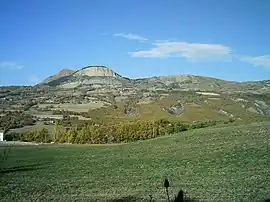 A view of La Rochette with Napoleon's Hat at 1,425 m (4,675 ft) and Puy de Manse at 1,646 m (5,400 ft)