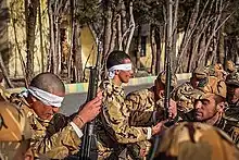 Soldiers of the army ground forces in the barracks