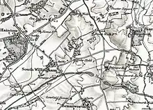 Old 1899 map showing the parish and surrounding villages. The map is shaded to give an impression of topography