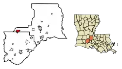 Location of Eunice in St. Landry Parish, Louisiana.