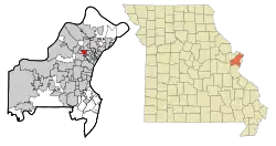 Location of St. John, Missouri