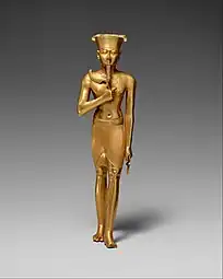 Statuette of Amun; 945–715 BC; gold; 17.5 × 4.7 cm; Metropolitan Museum of Art (New York City)