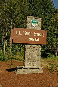 Sign at entrance to Stub Stewart State Park