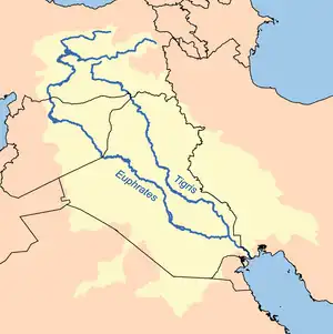Image 17Map showing the Tigris and Euphrates Rivers (from History of gardening)