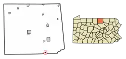 Location of Liberty in Tioga County, Pennsylvania.