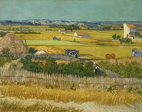 Harvest or Harvest at La Crau, with Montmajour in the Background, June 1888, Van Gogh Museum, Amsterdam, Netherlands (F412)