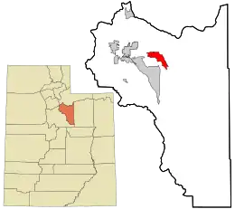 Location in Wasatch County and the state of Utah