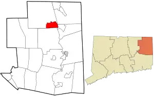 Location in Windham County and the state of Connecticut.