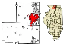 Location of Rockford in Winnebago County, Illinois
