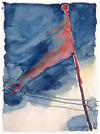 Georgia O'Keeffe, The Flag, watercolor and graphite on paper, 12 × 8 3/4 in. (30.5 × 22.2 cm), 1918