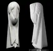 Joseph Csaky, ca 1920, Tête (front and side view), limestone, 60&nbsp;cm, Kröller-Müller Museum, Otterlo, the Netherlands