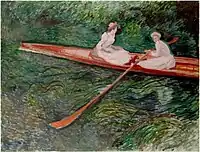 "La Barque rose" (1890) scène représentant Suzanne et Blanche Hoschedé. Musée Pola (Hakone). Claude Monet (W 1249)