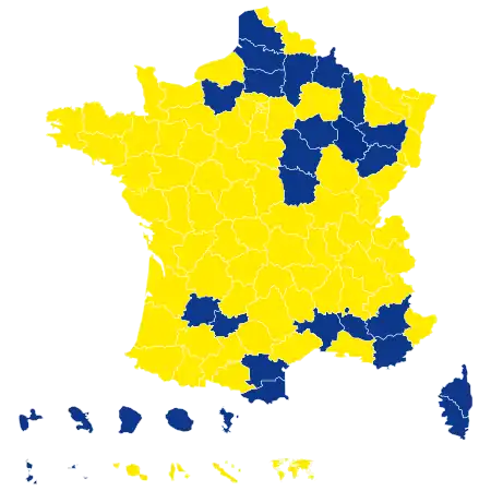 Candidats arrivés en tête dans chaque département au 2d tour.