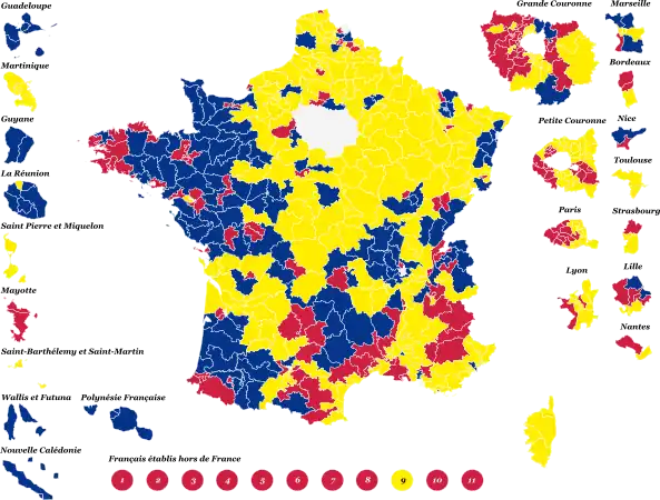 Candidats arrivés en 2e position dans chaque circonscription législative au 1er tour.
