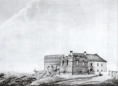 Dessin du château de Klevan au XIXe&nbsp;siècle.