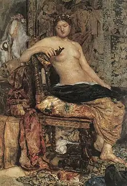 Modèle dans un décor Renaissance (1882). Aquarelle, blanc et vernis sur papier contrecollé sur carton 35,8&nbsp;×&nbsp;24,4&nbsp;cm, Musée national d'art russe Kiev.