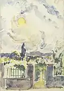 Entrée du parc un jour de pluie.