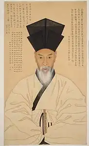 Portrait du lettré Yi Chae (1745-1820), 1802. Couleurs sur soie, 99,2&nbsp;×&nbsp;58&nbsp;cm. Musée national de Corée,