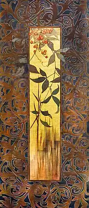 Composition aux motifs végétaux japonisants (1887), Tempera sur toile - MNAC