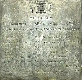 Monument de Las Cases. Curriculum vitae.