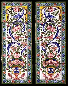 Panneaux réalisés au XIXe&nbsp;siècle par Owji (fa:اوجی).