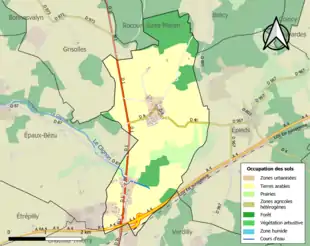 Carte en couleurs présentant l'occupation des sols.