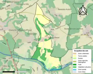 Carte en couleurs présentant l'occupation des sols.