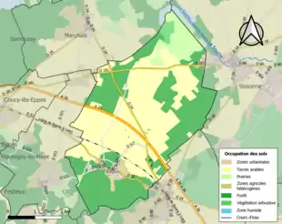 Carte en couleurs présentant l'occupation des sols.