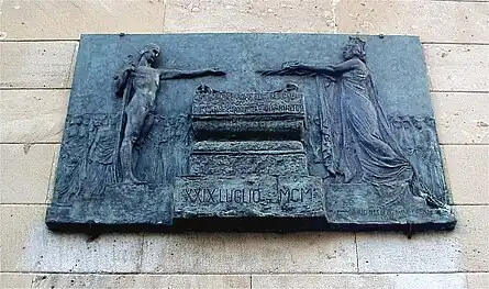 Plaque commémorative en bronze 29.7.1900 par Mario Nelli
