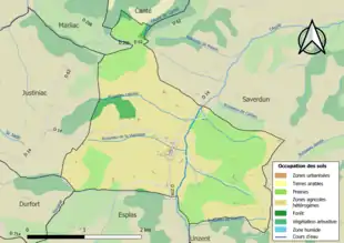 Carte en couleurs présentant l'occupation des sols.