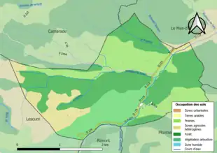 Carte en couleurs présentant l'occupation des sols.