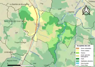 Carte en couleurs présentant l'occupation des sols.