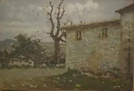 Casolare rustico, (Ferme rustique), huile sur bois,  collection privée.