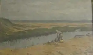 La lavandaia (La Lavandière), huile sur toile, collection privée.