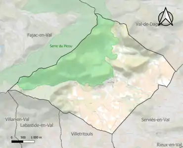 Carte de la ZNIEFF de type 1 sur la commune.
