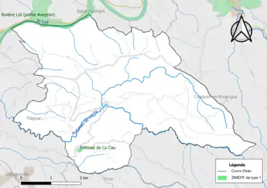 Carte des ZNIEFF de type 1 de la commune.
