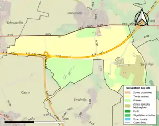 Carte en couleurs présentant l'occupation des sols.