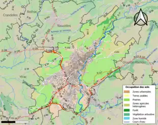 Carte en couleurs présentant l'occupation des sols.