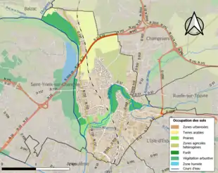 Carte en couleurs présentant l'occupation des sols.