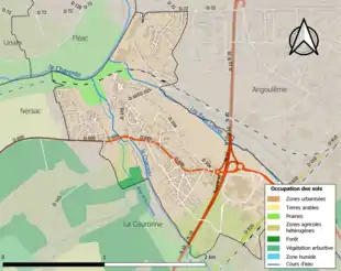 Carte en couleurs présentant l'occupation des sols.