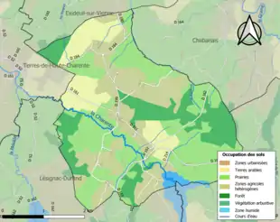 Carte en couleurs présentant l'occupation des sols.
