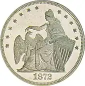 Médaille représentant une femme assise, une épée dans sa main gauche, sa main droite se tendant vers un aigle, à sa droite.