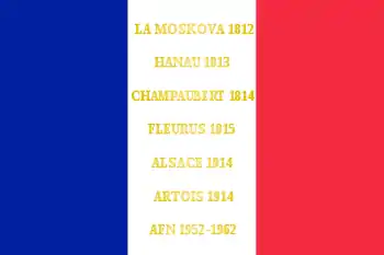 Drapeau du 18e&nbsp;régiment de dragons de l'armée française, avec ses batailles.