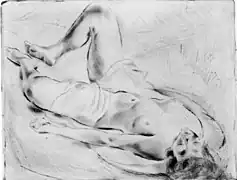 Femme se caressant le pubis, extrait de la suite Improvisations sur le thème de l'amour.